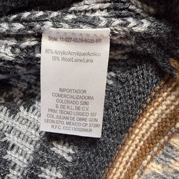 Stetson Womens Southwestern Cardigan Sweater Belted Shawl Collar L Brown/Gray St - Picture 7 of 8